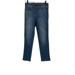 Spanx Blue Denim Stretch Pull On Cropped Jeans Medium Wash Size Petite Medium